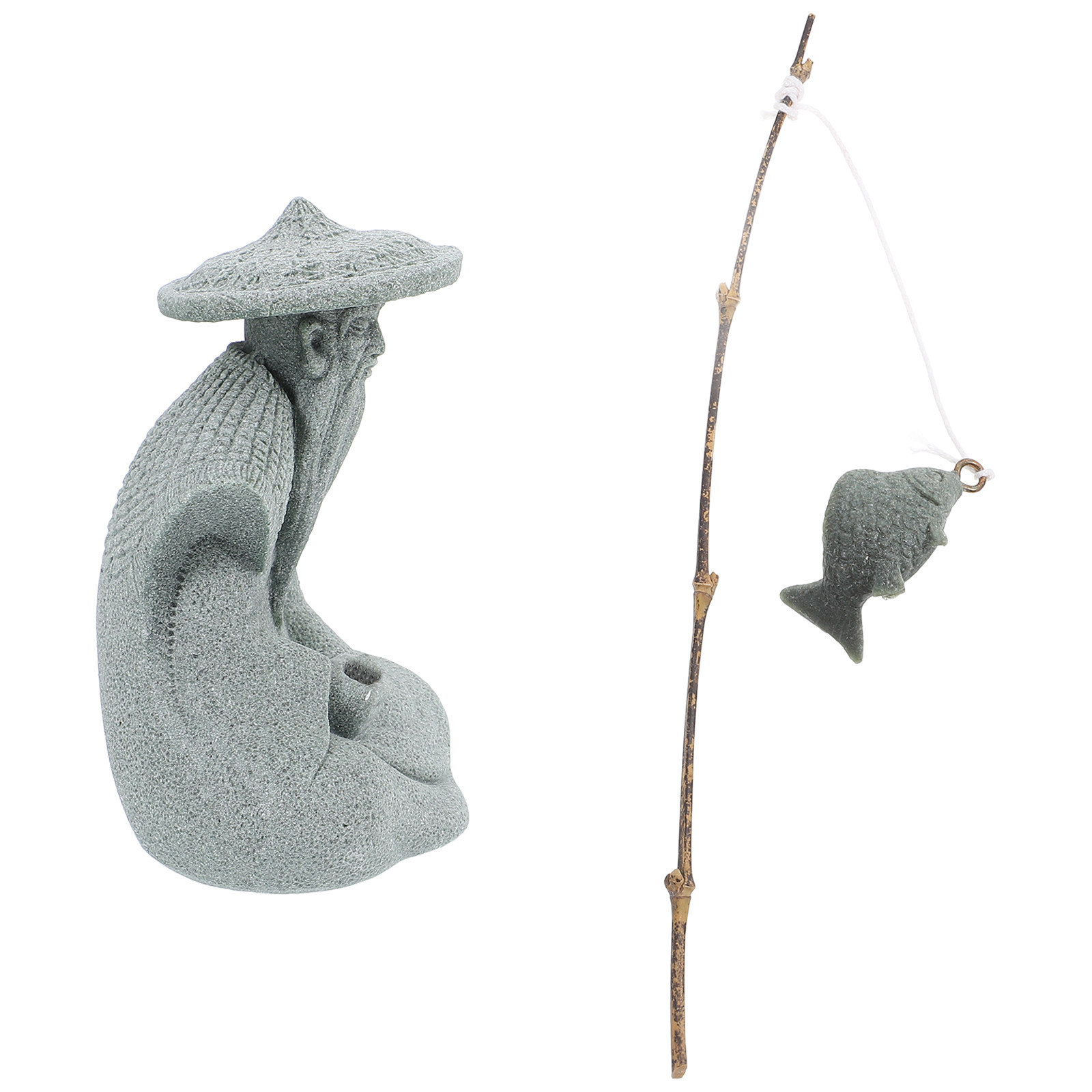 Aquarium Decor - Patung Nelayan Mini, Terbuat dari Resin,
