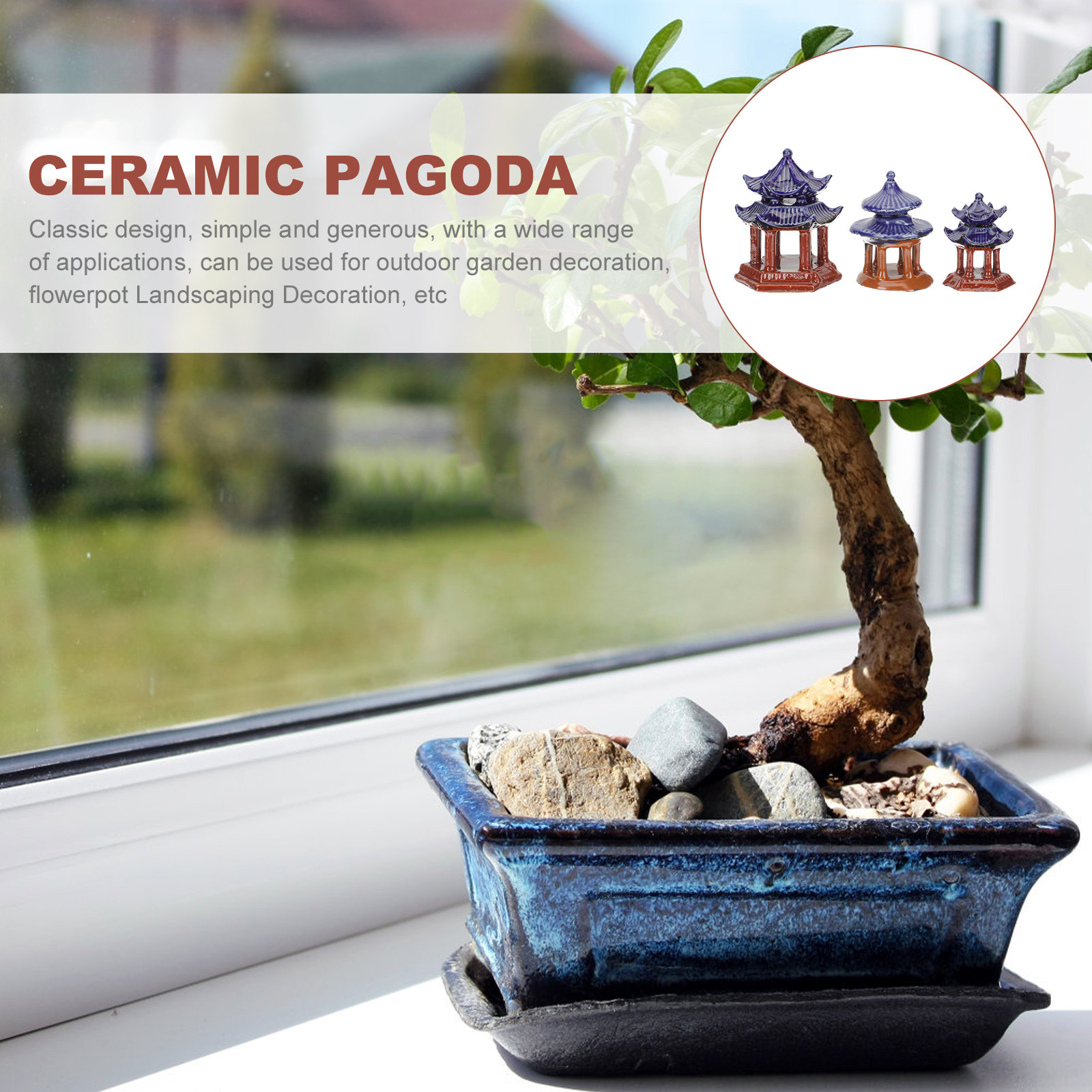 Aquarium Decor - 3 Buah Ornamen Akuarium Miniatur Pagoda
