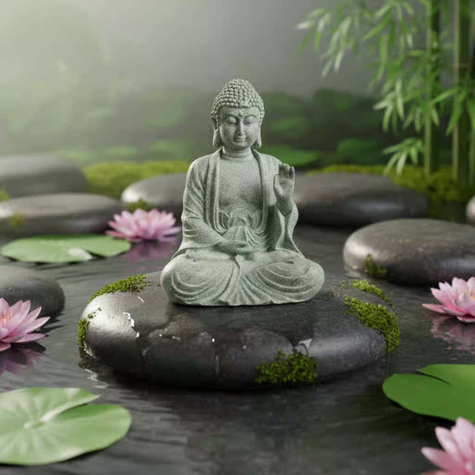 3 Buah Set Patung Buddha Batu  - Aquarium Decor ulasan dan harga